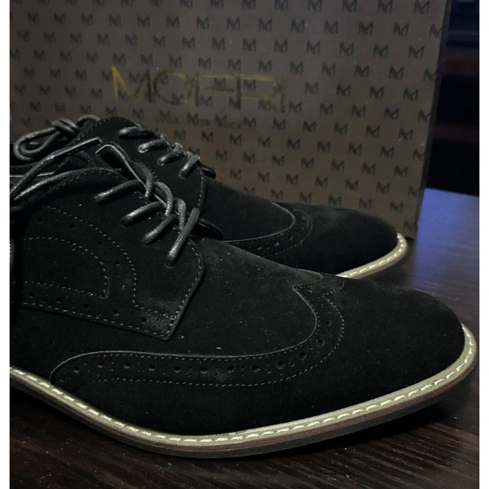 Mofri Oxford Dress Shoes Men’s Size 7.5 Black Suede Lace Up Formal Sleek